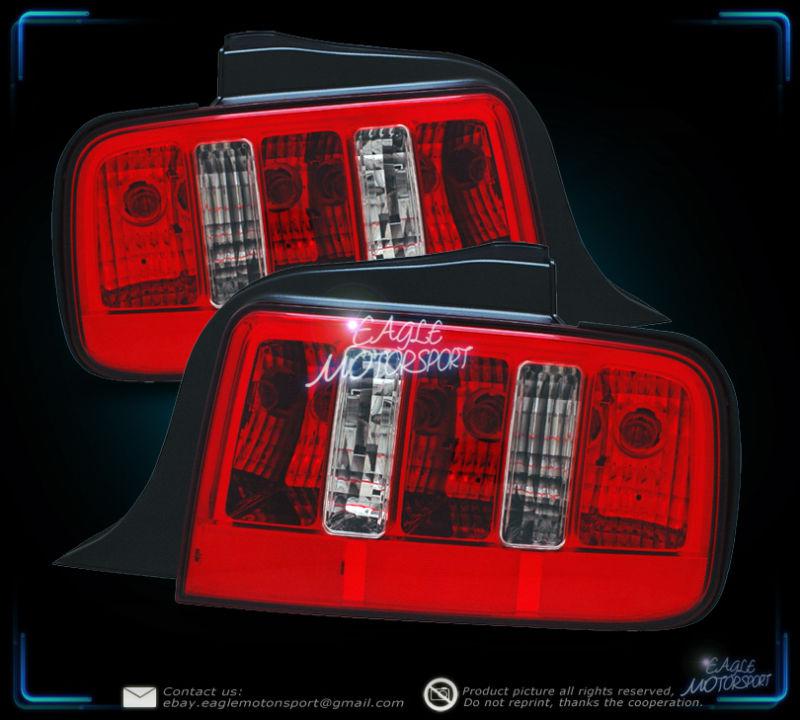 2005-2009 mustang (2010 style) red clear tail lights lamps