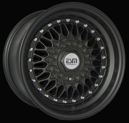 Matte black 15x8 15" wheels rims 4x100 esm 002r mazda