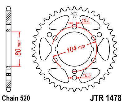 Jt sprocket rear 38t steel fits polaris 425 magnum 2 x 4 1995-1998