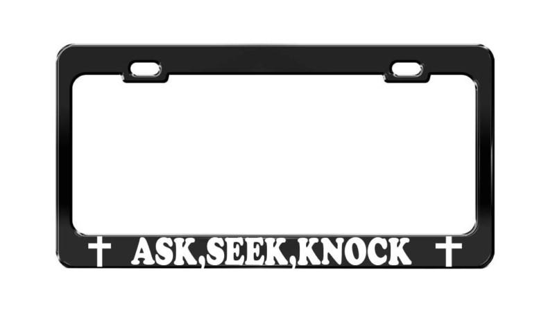 Ask seek knock car accessories black steel tag license plate frame