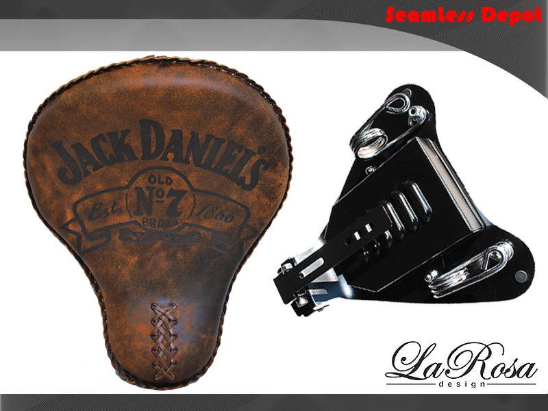 Larosa rustic leather jack daniel solo seat + 2007-09 harley sportster mount kit