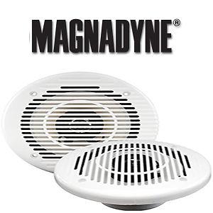 Rv / marine 6 1/2" white waterproof 100 watt speakers by magnadyne ( wr95w )