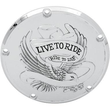 Drag specialties derby cover live to ride chrome for harley big twin 1999-2012