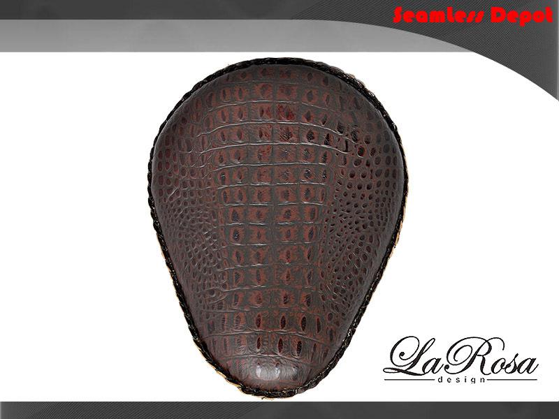 Larosa burgundy alligator design leather harley bobber rigid mount solo seat