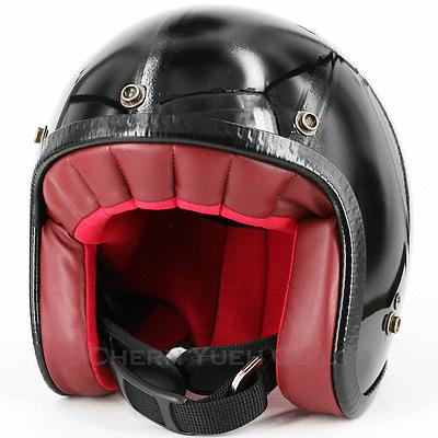 70s retro style metalflake black motorcycle street bike open face helmet bobber 