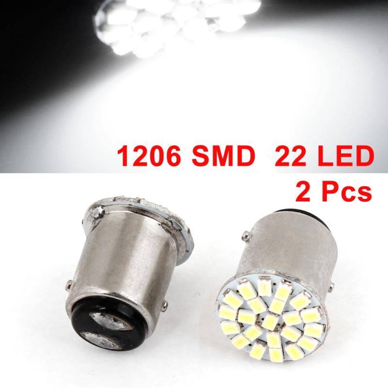 2 pcs white 22 1206 smd led t25 1157 bay15d brake stop signal light lamp bulb