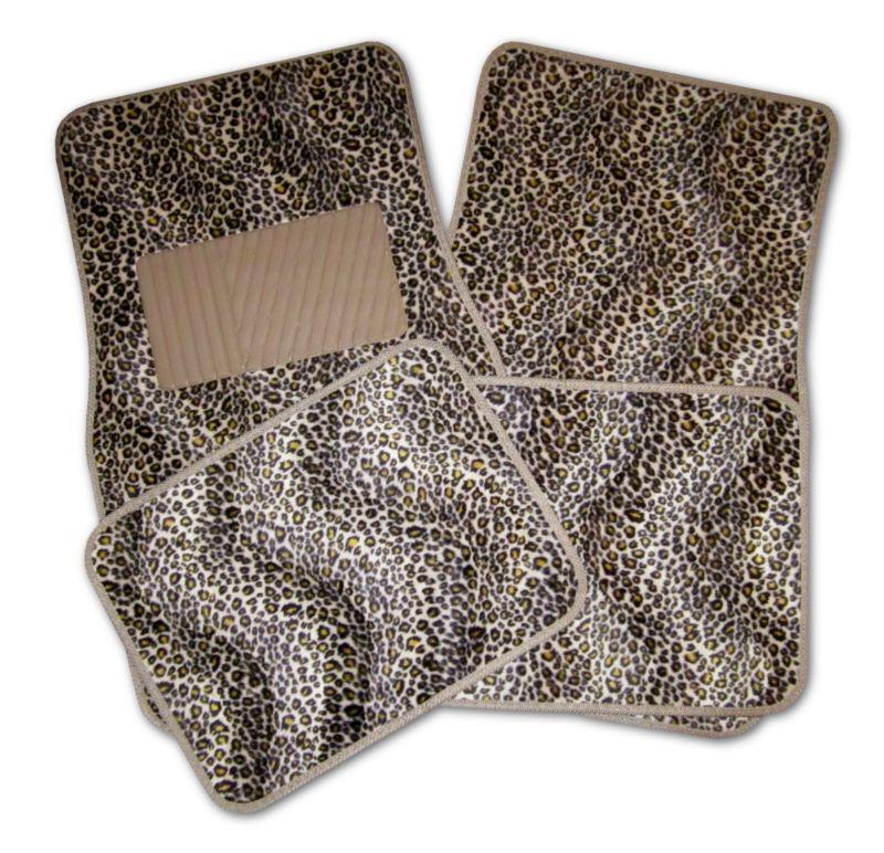 New tan cheetah car truck auto interior floor mats set #4