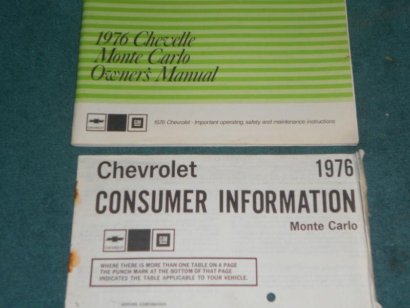 1976 chevrolet monte carlo owner's manual set / original book set