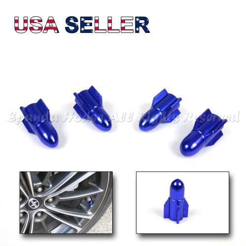 26mm rocket! 4x usa anodized blue aluminum metal tire valve stem caps upgrade