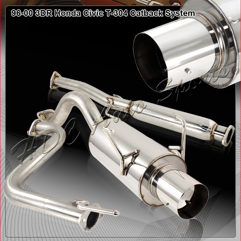 1996-2000 honda civic hatchback t-304 stainless steel catback exhaust system