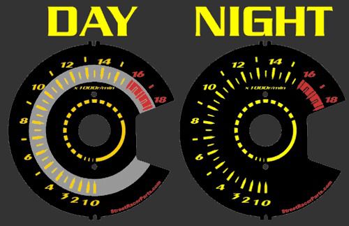 Suzuki gsxr 600 2008 2009 black yellow face plasma glow gauge dials mph kmh