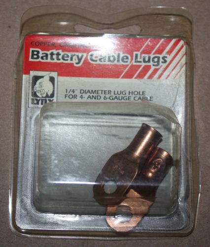 Lynx copper battery cable lugs 1/4&#034; lug hole 4 and 6 gauge cable lcs8082