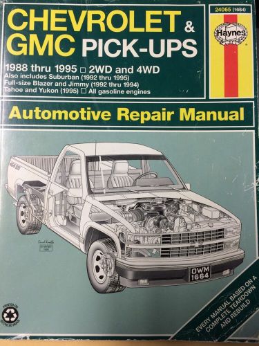 Haynes repair manual 24065 (1664) chevrolet &amp; gmc pick-ups 1988 - 1998 used gc