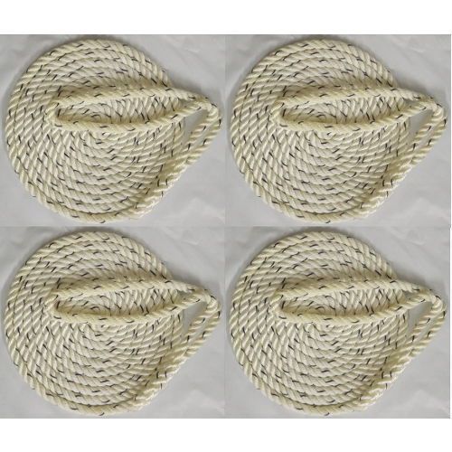 4 pack of 5/8 inch x 35 ft premium twisted nylon mooring and docking lines