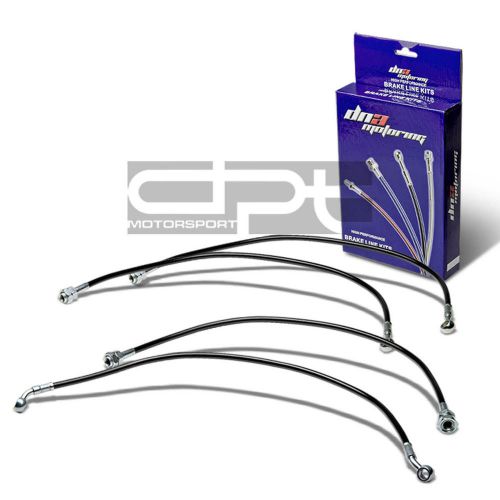 For civic ep3 replacement front/rear stainless hose black pvc coated brake lines