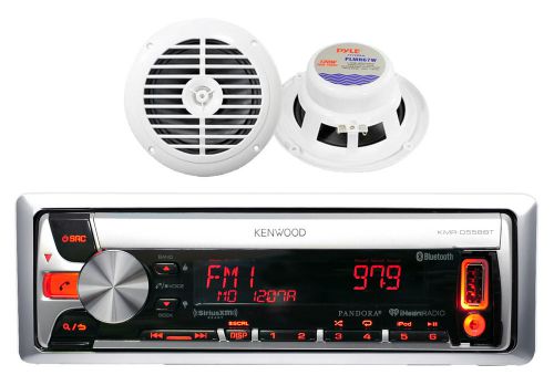 New marine/car kenwood pandora cd/usb/mp3 media receiver + 2 6.5&#034; 120w speakers