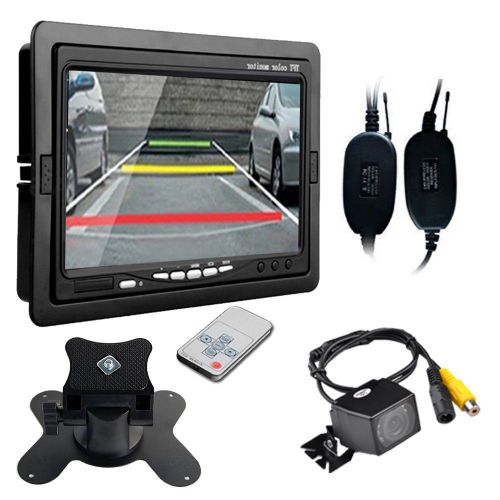 7&#034; tft lcd monitor wireless car rear view backup reverse camera ir night vision