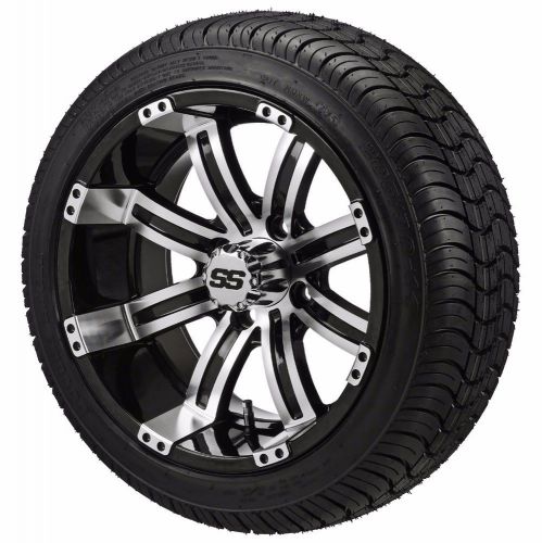 Set of 4 - 205/30-14 tire on a 14x7 black/white type 9 wheel w/free freight