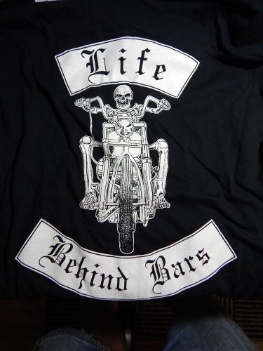 Classic black biker &#034;life behind bars&#034; t-shirt mens large