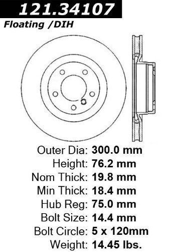 Centric 121.34107 disc brake rotor