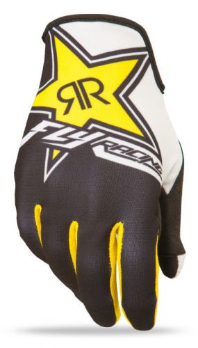 Fly racing lite race rockstar mx offroad gloves black/white/yellow xs