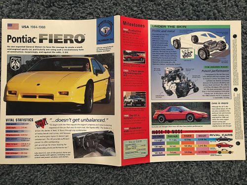 ★★ pontiac fiero - collector brochure specs info 1984 - 1988 ★★