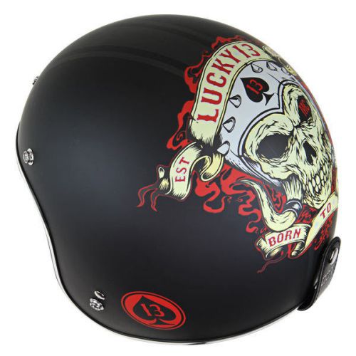 Lucky 13 men&#039;s motor skull matte black open face