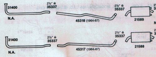 1963-1967 corvette dual exhaust system, aluminized, 2&#034; low performance models