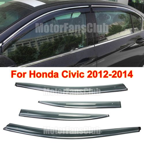 4pcs window vent visors sun rain guards wind deflector for honda civic 2012-2014