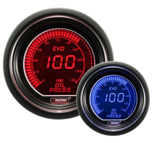 Digital oil pressure gauge prosport evo series blue/red