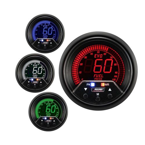 Prosport 60mm evo red blue green white led fuel pressure gauge psi peak warning