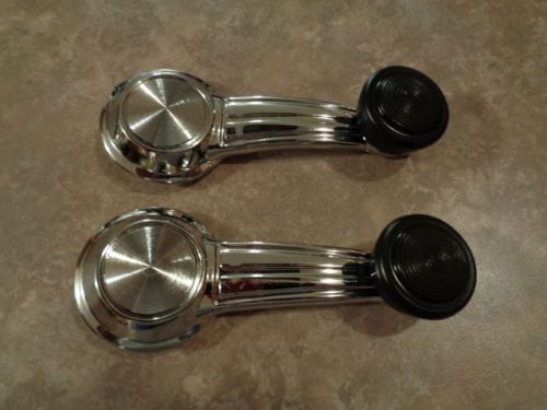 Corvette, chevrolet, gm window crank handles pair black knob 1967-1979