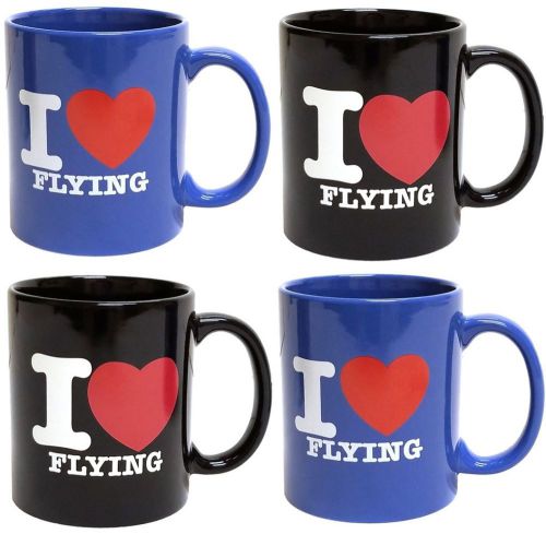 Coffee mug set - i love flying - 2 of each color [mug-ilf-2b2mb/4] *pilot gifts*