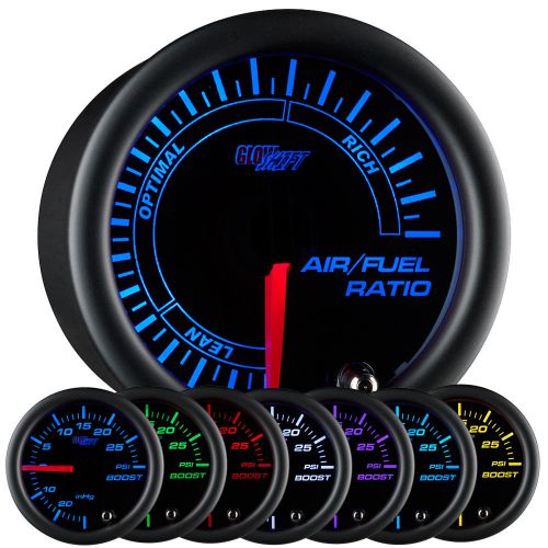 52mm glowshift air fuel ratio afr gauge meter w. black 7 color display