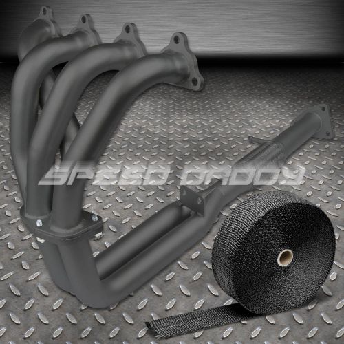 Stainless black coated exhaust header+gasket for 92-96 prelude h23a1+heat wrap