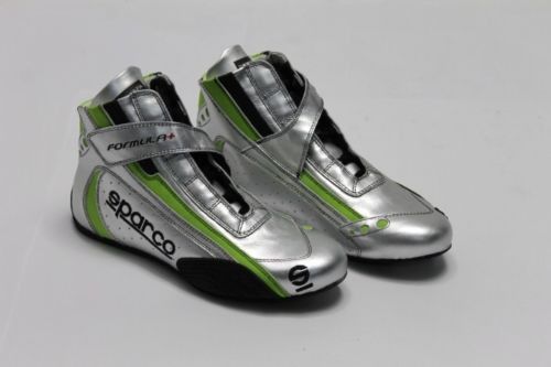 Sparco formula plus sl-8 racing shoes mens high top boot silver sfi 3.3/5  new