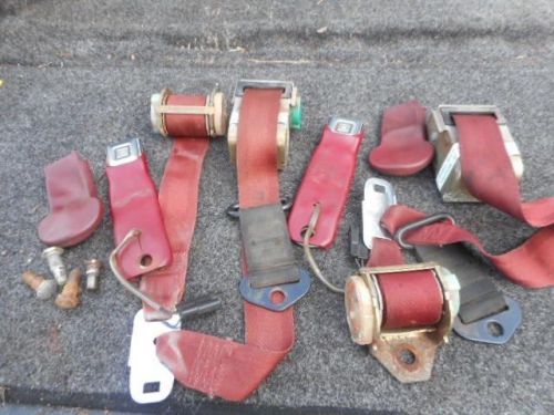 Oem 1974-1977 corvette c3 seat belts complete dark red trim code 425