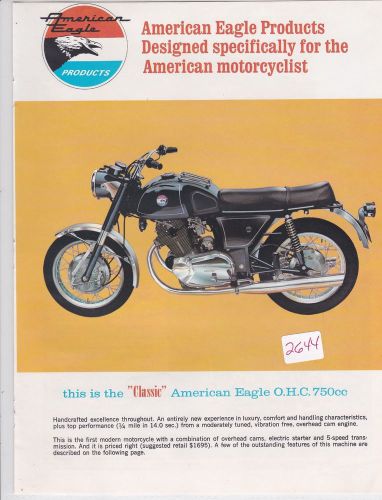 American eagle motorcycles 1968 4pg brochure 750 classsic 150 renegade