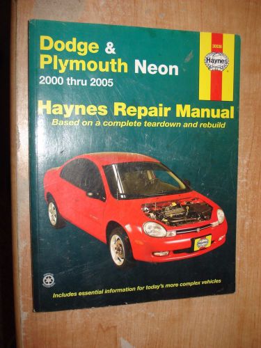 2000-2005 dodge plymouth neon service manual shop book haynes repair 04 03 02 01