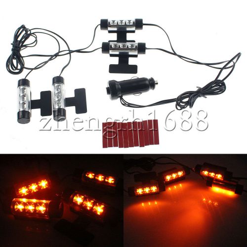 4 xnew orange 3 led interior floor car charge 12v decorative atmosphere lamps