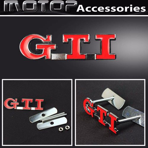 Red gti 3d metal g.t.i. racing front grill grille badge emblem car decoration