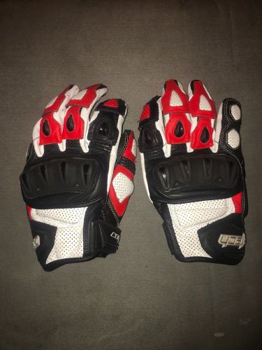 Cortech impulse st white/red leather gloves, sz medium