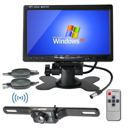 7&#034; tft lcd car rear view backup monitor+wireless parking night vision camera kit