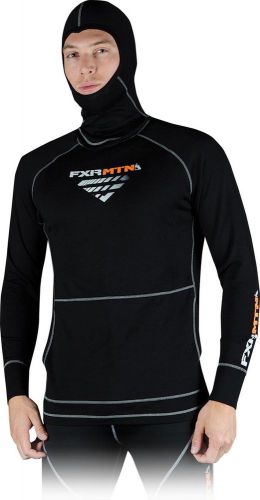 Fxr-snow mission 100% merino layerwear adult thermal top/shirt,black,small/sm