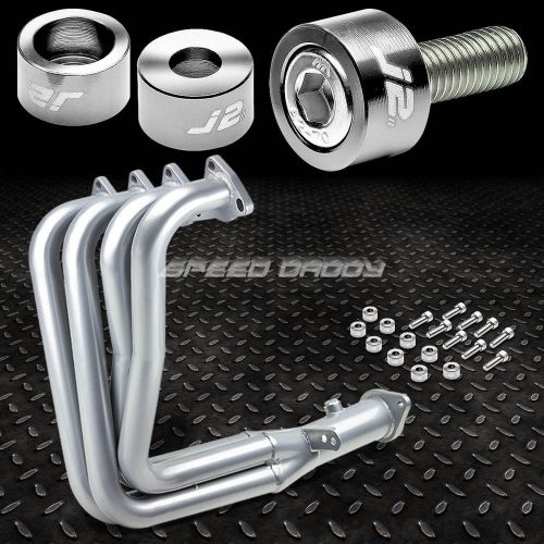 J2 for 94-01 dc2 b18c silver exhaust manifold 4-1 racing header+washer cup bolts