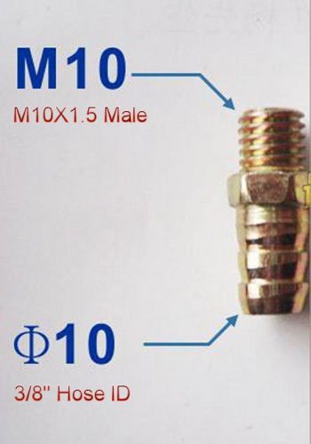 Metric m10x1.5 male to 3/8&#034; hose id barb oil gas fuel water fitting adapter l-39