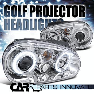 Fit vw 99-06 golf mk4 gti r32 cabrio halo projector headlights lamp chrome