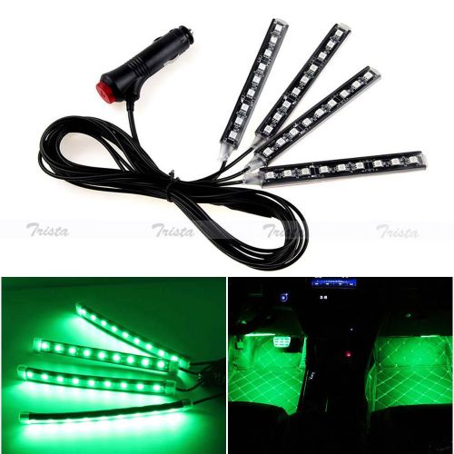 4 x 9 led car auto green interior light decorative atmosphere lamp strip #jp