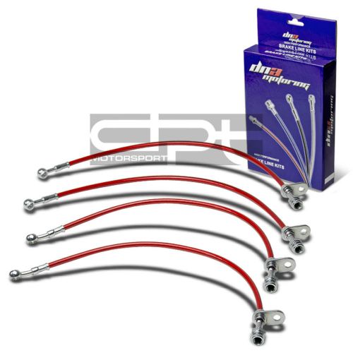 4-pcs full stainless steel hose brake line kit for 97-01 prelude bb6 h22a4 red