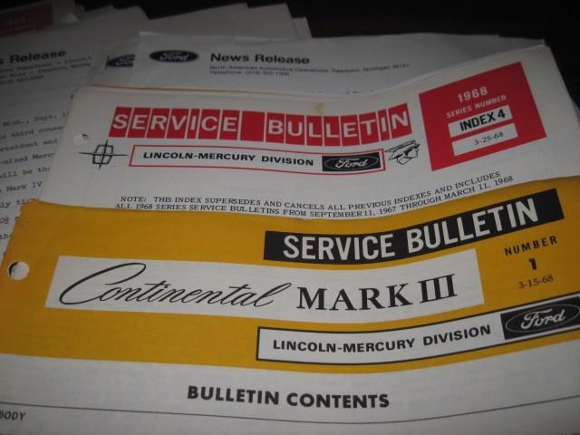 1968 vintage ford parts service bulletins lot continental paper transmission